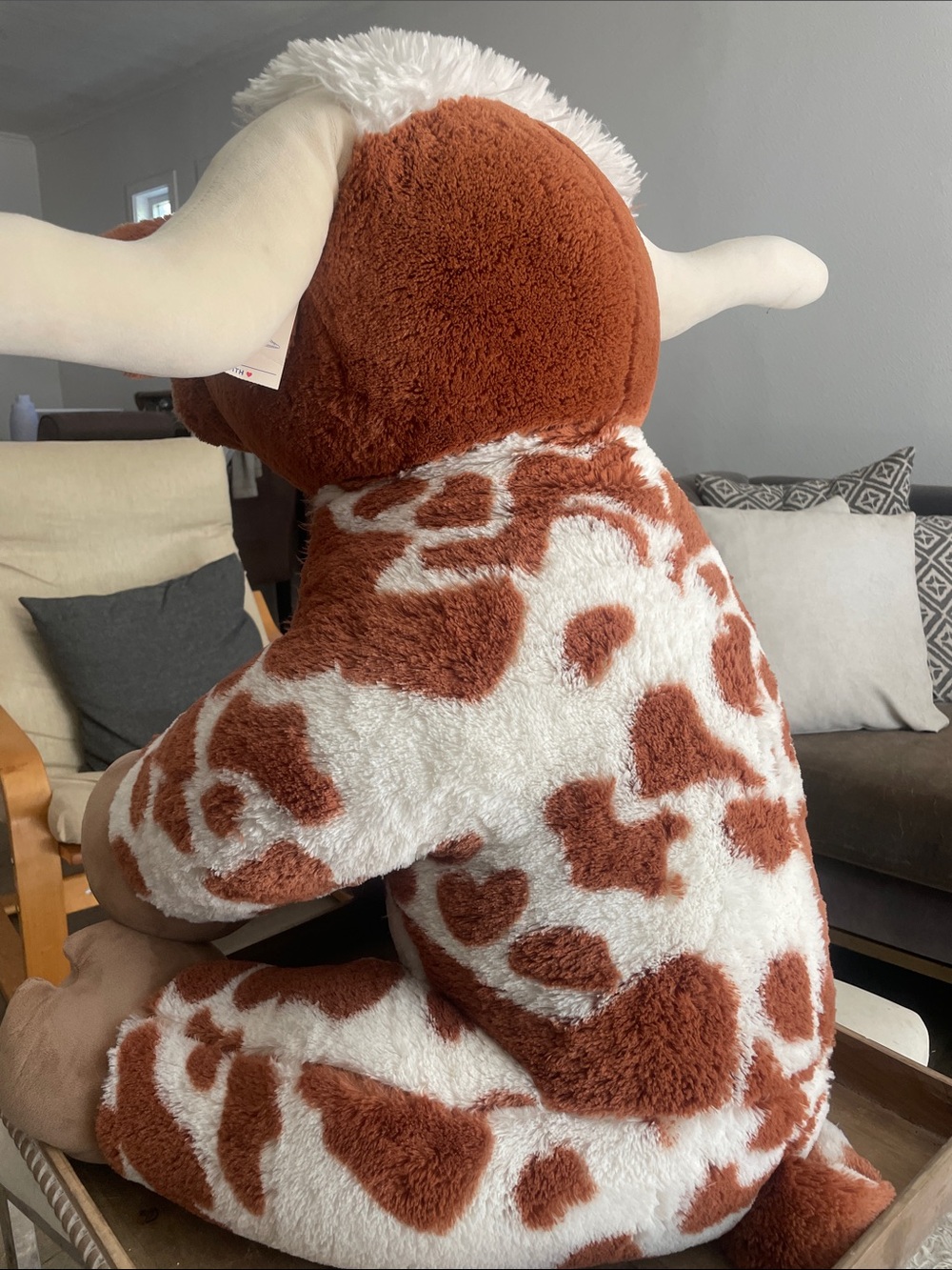 Build-A-Bear QQ GIANT  Brown and White Plush Bull.  Great condition tags - Picture 3 of 7